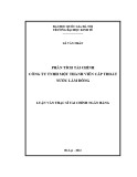 Luận văn thạc sĩ Tài chính Ngân hàng: Phân tích tài chính công ty TNHH một thành viên cấp thoát nước Lâm Đồng