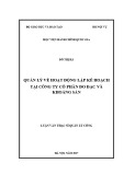 Luận văn thạc sĩ Quản lý công: Quản lý về hoạt động lập kế hoạch tại Công ty Cổ phần Đo đạc và Khoáng sản