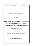 Tóm tắt Luận văn thạc sĩ Quản lý công: Năng lực quản lý của Chủ tịch Ủy ban nhân dân cấp xã ở huyện Phù Mỹ, tỉnh Bình Định