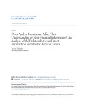 Accounting undergraduate Honors theses: Does analyst experience affect their understanding of non financial information? An analysis of the relation between patent information and analyst forecast errors