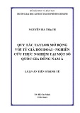 Tóm tắt Luận án tiến sĩ Kinh tế: Quy tắc Taylor mở rộng với tỷ giá hối đoái - nghiên cứu thực nghiệm tại một số quốc gia Đông Nam Á