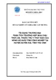 Báo cáo nghiên cứu khoa học cấp trường: Tín dụng thương mại: phân tích trường hợp mua chịu thức ăn, thuốc thú y thủy sản của nông hộ nuôi tôm công nghiệp tại huyện Duyên Hải, tỉnh Trà Vinh