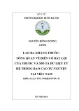 Khóa luận tốt nghiệp Dược sĩ: Lao đa kháng: Tổng quan về biến cố bất lợi của thuốc và mô tả dữ liệu liên quan từ hệ thống báo cáo tự nguyện tại Việt Nam