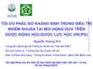 Tối ưu phác đồ kháng sinh trong điều trị nhiễm khuẩn tai mũi họng dựa trên dược động học dược lực học (PK/PD)