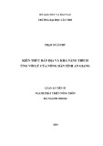 Luận án tiến sĩ ngành Phát triển nông thôn: Kiến thức bản địa và khả năng thích ứng với lũ của nông dân tỉnh An Giang