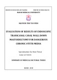 Summary of medical doctoral thesis: Evaluation of results of endoscopic transcanal canal wall down mastoidectomy for dangerous chronic otitis media