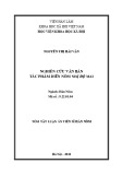 Tóm tắt Luận văn tiến sĩ Hán Nôm: Nghiên cứu văn bản tác phẩm diễn Nôm Nhị độ mai