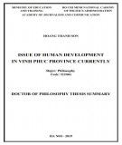 Doctor of Philosophy thesis summary: Issue of human development in Vinh Phuc province currently