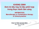 Bài giảng Kháng sinh đơn trị liệu hay trị liệu phối hợp trong thực hành lâm sàng - PGS.TS Trần Quang Bính