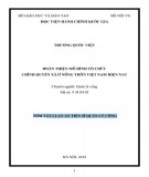 Summary of Doctoral thesis in Public Management: Perfecting the organizational model of the commune - Level authority in Vietnam rural areas nowadays