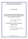 Summary of Economic Doctoral dissertation: Relationship network, business model innovation and start-up performance of start-up firms in Vietnam