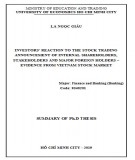 Summary of PhD thesis: Investors’ reaction to the stock trading announcement of internal shareholders, stakeholders and major foreign holders evidence from Vietnam stock market