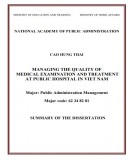 Summary of the Dissertation: Managing the quality of medical examination and treatment at public hospital in Viet Nam