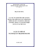 Doctoral thesis in Business Administration: Key factors of the successful implementation of Statistical Process Control (SPC) in Vietnamese manufacturing enterprises