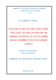 Summary of Doctoral dissertation: Research on factors affecting the level of disclosure in the annual reports of listed firms on Ho Chi Minh stock exchange (HOSE)