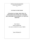 Summary of PhD thesis: Studying factors affecting to implement solutions of customer relationship management at Vietnam airlines