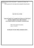 Summary of Doctoral dissertation: Enhancement of competitiveness of Vietnam’s textile products in the context of international economic integration