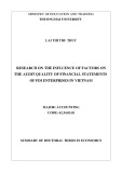 Summary of Doctoral thesis in Economics: Research on the influence of factors on the audit quality of financial statements  of FDI enterprises in Vietnam