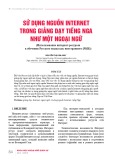 Sử dụng nguồn Internet trong giảng dạy tiếng Nga như một ngoại ngữ