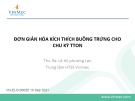 Bài giảng Đơn giản hóa kích thích buồng trứng cho chu kỳ TTON - ThS.BS Lê Thị Phương Lan