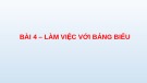 Bài giảng Bài 4: Làm việc với bảng biểu