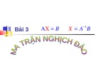 Bài giảng Đại số tuyến tính - Bài 3: Ma trận nghịch đảo