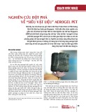 Nghiên cứu đột phá về “siêu vật liệu” aerogel PET