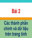 Giáo án Tin học lớp 7 - Bài 2: Các thành phần chính và dữ liệu trên trang tính (Tiếp theo)