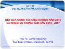 Bài giảng Kết quả công tác điều dưỡng năm 2015 và nhiệm vụ trọng tâm năm 2016-2017