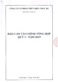 Báo cáo tài chính tổng hợp quý 3 năm 2019 - Công ty Cổ phần Thủy điện Thác Bà