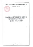 Báo cáo tài chính riêng của văn phòng công ty quý 2 năm 2019 - Công ty Cổ phần Thủy điện Thác Bà