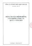 Báo cáo tài chính riêng của văn phòng công ty quý 3 năm 2019 - Công ty Cổ phần Thủy điện Thác Bà