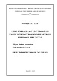 Brief information of PHD thesis: Using several plant leaves contain tannin in the diet for minimize methane emission in beef cattle