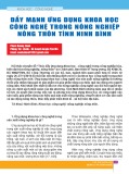 Đẩy mạnh ứng dụng khoa học công nghệ trong nông nghiệp nông thôn tỉnh Ninh Bình