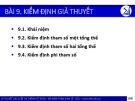 Bài giảng Lý thuyết xác suất và thống kê toán: Bài 9 - ĐH Kinh tế Quốc dân