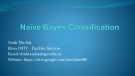 Bài giảng Máy học nâng cao: Naive bayes classification - Trịnh Tấn Đạt