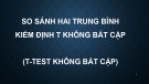 Bài giảng Xác suất thống kê y học: So sánh hai trung bình kiểm định T không bắt cặp - ThS. Bùi Thị Kiều Anh, ThS. Lê Huỳnh Thị Cẩm Hồng