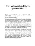 Tài chính doanh nghiệp và phân tích nó