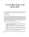 Các quy định chung về chế độ tài chính