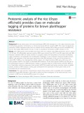 Proteomic analysis of the rice (Oryza officinalis) provides clues on molecular tagging of proteins for brown planthopper resistance