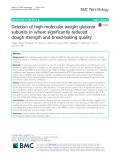 Deletion of high-molecular-weight glutenin subunits in wheat significantly reduced dough strength and bread-baking quality