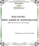 Bài giảng Khởi sự kinh doanh: Phần 2 - ĐH Phạm Văn Đồng