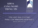 Bài giảng Tin học đại cương - Bài 6: Xâu ký tự