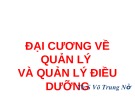 Bài giảng Đại cương về quản lý và quản lý điều dưỡng