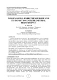 Women social entrepreneurship and its impact on entrepreneurial performance