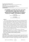 An empirical study of total quality management (TQM) practices on operational performance of Indian manufacturing and service firms