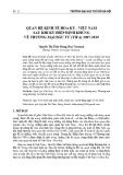 Quan hệ kinh tế Hoa Kỳ - Việt Nam sau khi ký Hiệp định khung về Thương mại đầu tư (TIFA) 2007-2019