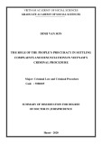 Summary of dissertation for degree of Doctor in Jurisprudence: The role of the people's procuracy in settling complaints and denunciations in Vietnam's criminal procedure