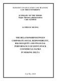 Summary of the thesis Business administration: The relationship between corporate social responsibility, brand equity and financial performance of joint-stock commercial banks in Mekong delta