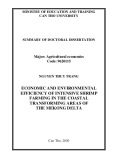 Summary of Doctoral dissertation Economics: Economic and environmental efficiency of intensive shrimp farming in the coastal transforming areas of the Mekong delta